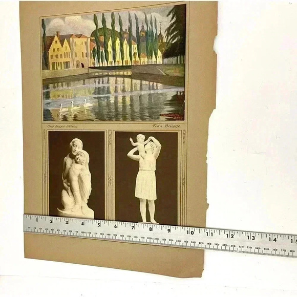 Masolle Schultzberg Sager-Nelson Ahlberg Art Print 1923 Color Etching Dual Side - Picture 10 of 10